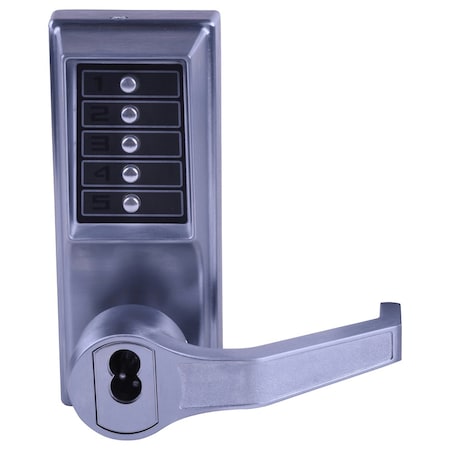 Mortise Combination Lever Lock, Key Override, Passage, Lockout, Less Core, Satin Chrome